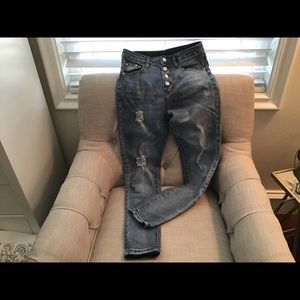 Jeans button front distressed